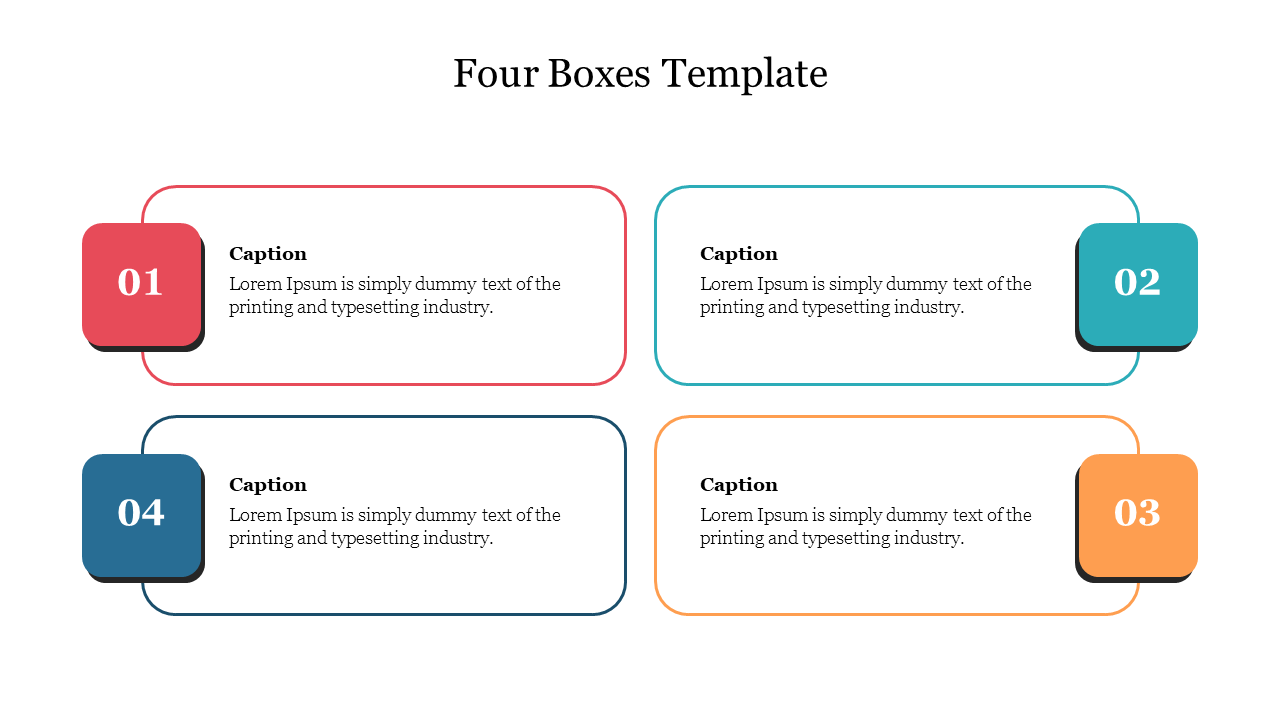 Creative 4 Boxes Template Powerpoint Presentation Design 3729